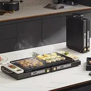 Portable Double Induction Cooktop Two Burner, Foldable Induction Cooktop Stovetop Hot Plate Countertop Burner Cooker, 1800W, 9 Power Levels, Timer, for Cooking Portable Hot Pot for Home Kitchen Gray