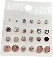 [KALLORY] Baroque Jewelry Earrings 12 Set Fashion Studs for Women Ladies Earring Set
