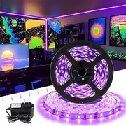 UV Purple LED Light Strip Kit - 5-10M Flexible 12V Warm White Tape Light Black Light for Party, Bar Decoration