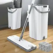 Floor Magic Flat Squeeze Mop with Bucket Hand Free Cleaning Mop 360 Rotating New