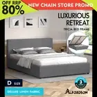 ALFORDSON Bed Frame Double Size Gas Lift Storage Base Grey Fabric TRICIA