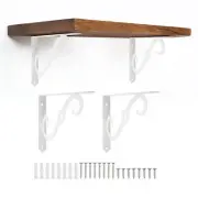 4 Pcs Decorative Shelf Brackets, 10" x 7" Floating Shelf Brackets, White