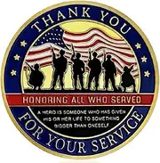 HARPIMER Veterans Coin Challenge Coin Military Veterans Creed Thank You for Your Service Appreciation Gift Collection for Navy,Army,Air Force,Marines Corps, and Coast Guard