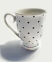 [Mazeology] Prince Albert Tall Latte Black and White Dotted Fine Porcelain Mug curated Modern Design with Hand Painted Gold Trim