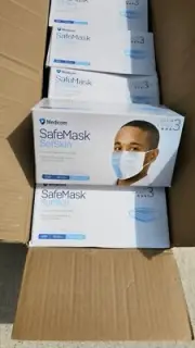 Medicom 2087 (500pk) SafeMask SofSkin Earloop Face Masks ASTM Level 3 Blue
