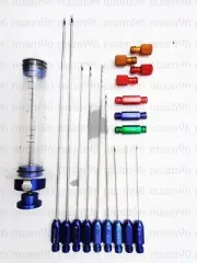 Liposuction Cannulas Luer Lock Fat Transfer Transplantation Set of 17 Pieces Kit