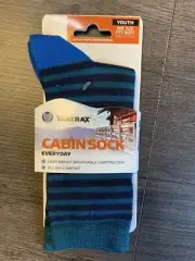 Yaktrax Everyday Cabin Sock Youth OSFM Blue And Black