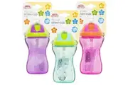 3pk Heinz Baby Basics Flip Up Straw Cup 300mL Blue Pink Purple - Baby Bottles
