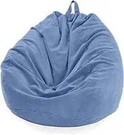 UYSOFRCV Bean Bag Gaming Chair Slipcover, Washable Premium Soft Corduroy, Stuffed Animal Storage Memory Foam Sack Beanbag Case for Adults Kids Teens,Dark Blue,70 * 80cm