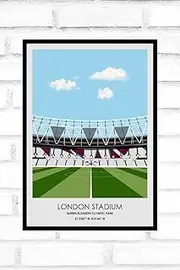 Hewson's Gifts Football Stadium Print - Gift Present For Footba (West Ham A4 Size (London Stadium))