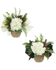 Creative Displays Set of 2 Christmas Holiday Arrangements With Hydrangeas & Bows