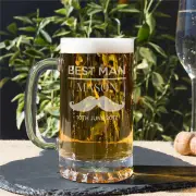 Wedding Personalised Beer Tankard Moustache 500ml
