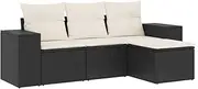 vidaXL Garden Sofa Set - Modular Black Rattan Outdoor Lounge with Cushions for Patio/Terrace - Comfortable Seating & Custom Layout