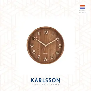 荷蘭Karlsson,22cm 木制深木色數字掛鐘Wall clock Pure basswood