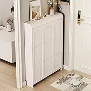 Shoe Cabinet for Entryway Slim Shoe Storage Cabinet Narrow Hidden Shoe Storage Freestanding Rack Storage Organizer Narrow 3 Tier Entryway Hidden Shoe Rack with Doors,50cm
