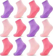 [SKIBEAUT] Toddlers Girls Socks Kids Grip Socks Toddler Boy Girl Non Slip Socks with Grippers 12 Pack Kid Slipper Socks Age 1-7