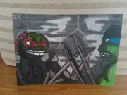 Drawing Tmnt 2007 Leonardo Vs Raphael Teenage Mutant Ninja Turtles Cartoon Rain