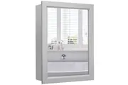 Giantex Wall-Mount Bathroom Mirror Cabinet w/Adjustable Shelf Storage Medicine Organizer Grey