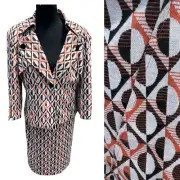 NINE WEST SKIRT SUIT Retro Bell 3/4 Slit Sleeve Size 6 Orange Brown Office Geek