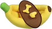 AIMALL Banana-Shaped Pet Bed for Dogs and Cats, Winter Warm Kennel, Soft Plush with Removable Mat, 3 Sizes (S/M/L), Comfortable and Cosy Dog Cat Bed