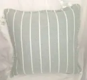 Jadeite Michael Stripe Square Throw Pillow in Teal & White 20" X 20"