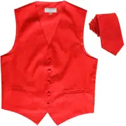 New Men's Formal Vest Tuxedo Waistcoat_necktie paisley slim fit wedding Red