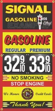 SIGNAL GAS STATION PRICE PER GALLON VINTAGE OLD SIGN REMAKE BANNER SIGN ART