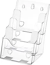 DINHEAROM 1pc Practical Four Clear Display Stand for Magazines and Files Acrylic Design for Home and Office Use Modern Desktop Rack for Organizing Materials