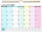 TuoYi 2025 Wall Calendar,18 Monthly Calendar Jan.2025-June 2026,Thick Paper Easy to Write and Read Notes,11.8 Inch Width 8.6 Inch High, Rainbow Colour-Coded Days, Spiral-Bound