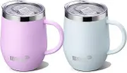 Mollcity Wine Tumbler with Handle-12 oz Stainless Steel Double Wall Vacuum Insulated Tumbler Cup with Lid and Straw-Reusable Metal Travel Cup Leak Proof (Teal-Orange)