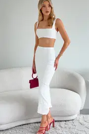 White Midi Skirt Texture - Size 16XL, Women's Bodycon Skirt
