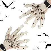 Halloween Claw Gloves - Halloween Fingers Decor,1 Pair Skeleton Hands Halloween Decor, Flexible Articulating Finger, Scary Cosplay Accessories, Halloween Gear Yyss
