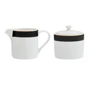 2pc Mikasa Luxe Deco China Sugar Pot and Creamer Tableware Set, 245ml, White