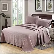 Quilt Bedspread Sets Reversible Soft Cotton Pink Plaid Geometric Embossed Coverlet Set Full Queen King Size 3 Piece (1 Quilt,2 Pillow Shams) (Color : Pink, Size : 220x230cm-50x71cm x2)