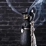 2024 Upgrade Plague Doctor Incense Holder, Plague Doctor Cone Burner Eyes Will Smoke, Handmade Craftfor Desktop Resin Ornament for Home Decoration, Effective Stress & Anxiety Relief. (Large Doctor)