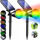 2Pcs LED Solar RGB Spot Lights Outdoor Garden Landscape Flood Path Wall Light~