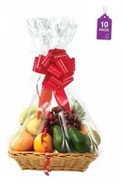 Clear Basket Bags Pack Large Clear Cellophane Wrap for Baskets & Gifts 10