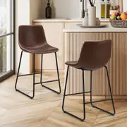 Oikiture 2/4X Bar Stools Kitchen Stool Dining Chairs Pu Leather Metal