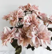 Dusty Pink Dahlia Stem Flower Artificial Dahlias Dried Look Flowers Stems x 1