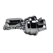 LEED Brakes -4V6 8 inch dual power booster, 1-1/8 inch flat top master - Chrome