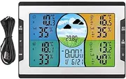 Multifunctional Wireless Weather Clock, Weather Station with 3 Outdoor Sensors, Digital Wall Temperature Humidity Meter, Electronic Alarm Clock, Weather Forecast for Home Garden