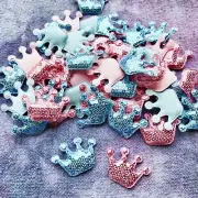 50 pcs Mixed Glitter Sequin Crowns Tiaras pink blue prince princess crafts bows