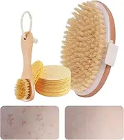 Shower Scrubber for Cleaning, Dry Brushing Soft Bristle Face Brushes, Bathroom Face Scrubber Brushes, Body Cleansing Brush for Shower, Travel, Home
