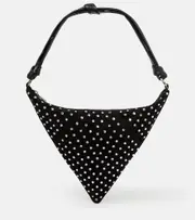 [Amina Muaddi] Amina Muaddi Cameron embellished suede shoulder bag One Size black