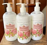 Lot of 3 Crabtree & Evelyn Rosewater Body Lotion 16.9 oz Each Pump Bottles New
