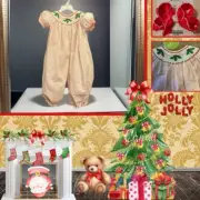 Girls NWT Classic Whimsy Smocked Romper Polka Dots Christmas Free Bow 24 Months