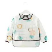 Teeny Baby Long Sleeve Apron Smock Bib - Pineapple White