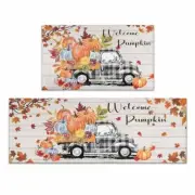 Fall Decorations for Home Fall Kitchen Rugs, 17"x47.2"+17"x30" Welcome Pumpkin