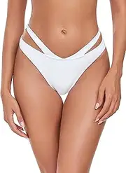 Colloyes Women's Adjustable Swim Bottoms High Cut Low Waisted Bikini Bottoms Cheeky Bathing Suit Bottoms