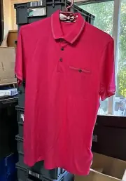 Ted Baker polo shirt with rose eye stripe collar Pink Size 2 (medium)